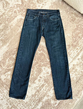 Levi's 501 Original Fit Jeans Men's W28 L30 Dark Wash Blue Button Fly Straight picture