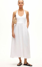 NWT J.Crew Mixy Halter Dress in Linen and Jersey White Size S CV655 picture