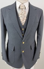 Vintage Bespoke Men’s Gray 3 Piece Polyester Suit 40 S Pants 34 X 28 USA Made picture