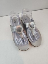 Aerosoles A2 Sz 7.5 M Silver Flip Flop Faux Leather Women Sandals picture