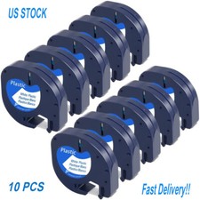10PK Compatible Dymo LetraTag Refill 91331 Plastic 1/2'' Label Tape LT-100H QX50 picture