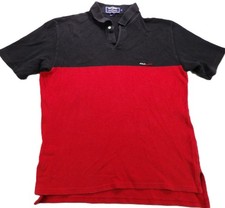VTG Polo Sport Ralph Lauren Men XL Black Red Colorblock Short Sleeves Shirt 90s picture