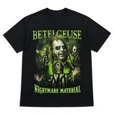 Beetlejuice Nightmare Material Black T-Shirt Horror Movie Graphic Tee NEW picture