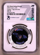 2022 Cook Islands Virginia Big Eared Bat NGC MS70 ***RARE ORIGINAL COIN*** picture