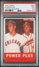 1963 Topps #242 Power Plus HANK AARON & ERNIE BANKS PSA 5.5 EX+ picture