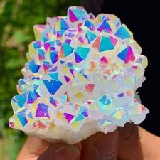 Natural Raw Rainbow Cluster Angel Aura  Titanium Geode Quartz Crystal Specimens picture