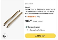 Goo-Ki 6 Pack 10 Inch Hole Center Cabinet Pulls Antique Brass Zinc Alloy picture