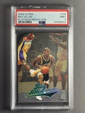 2004-05 Fleer Ultra #125 Ray Allen 44/100 Platinum Medallion PSA 9 picture