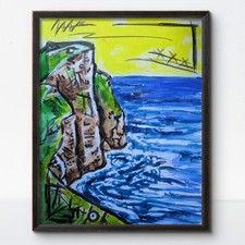 KYMA Original Hand Painted Expressionist Seascape Signed Acrylic Canvas Art picture