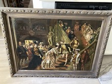Antique European Painting Oil On Canvas, Solid Wood Frame Masters Style picture