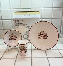 Vintage Fiesta 3 Piece ‘Cowboy’ Child’s Place Setting Brand New In Original Box picture