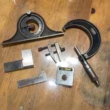 Vtg Lot 6 Machinest Tools Starret Micrometer 436 Combin Square Clamp Level Edge picture