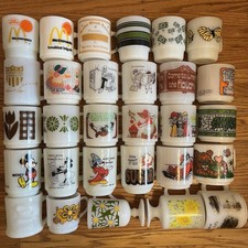 44 Vintage Milk Glass Mug Lot Federal Fire King Glasbake MCM Retro Rare READ picture