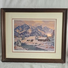 18x15 Framed Alfred Wands Print 'December Evening' Signed And Numbered. 34/200 picture