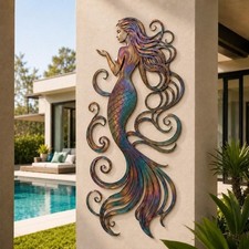 Mermaid Metal Wall Art, Coastal Mermaid Wall Decor, Beach House Ocean Wall picture