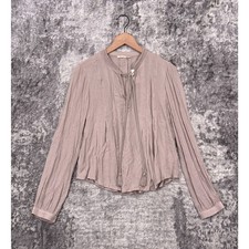 New Anthropologie Top 10 Womens Floreat Blush Pink Embroidered Tassel Tie picture
