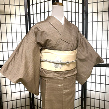 VTG Japanese Tsumugi Kimono Set with Nagoya Obi, Obiage & Obijime – 4-Piece Set picture