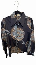 Vintage 70s Chemise Et Cie Scenic Button Up Shirt Disco Fits Sz LRG EUC picture
