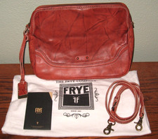 Frye Campus Crossbody NWT Burnt Red Zip Multi Pocket 8x11 Clutch $298 picture