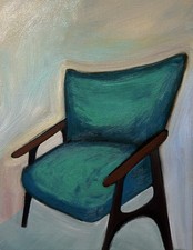 Original oil painting impressionist naïve style “ Vintage chair “ with COA picture