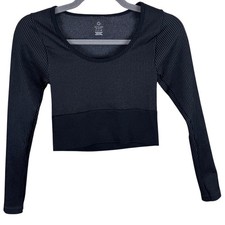 OFFLINE by Aerie Womens Black Sidewalk Seamless Long Sleeve Crop Top Small picture