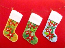 Papyrus Gemmed Embroidered Stockings Christmas Holiday Greeting Card picture