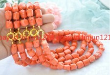 12x14mm New Natural Orange Sea Coral Gemstone Beads Necklace 18'' picture