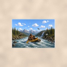 Yellow Raft Rapids Bigfoot Sasquatch Poster, 24x16 & 36x24 picture