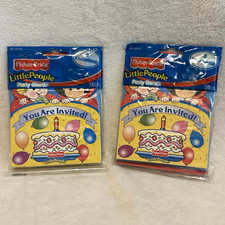 Vintage Fisher Price Little People Birthday  Invitations Sealed Packs Lot of 2 picture