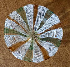 Murano Vintage Latticino and Zanfirico Art Glass Small Candy Dish picture