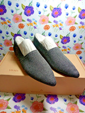VIVAIA Pointed-Toe Knit Flats Loafers Slip-On Charcoal Gray Shoes Size 8 EU 39 picture