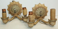 Pair of Vintage 1930s Two-Tone Two Arm Art Deco Cast Metal Wall Sconce Sconces picture