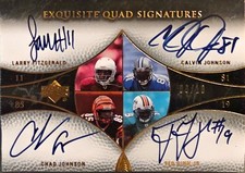 2007 UD Exquisite Trio+ Quad Auto,Calvin Johnson RC, Fitzgerald, Favre, Namath  picture