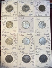 1910 - 1943 Italy 20 & 50 Centesimi VG - AU Condition 12 Coin Lot picture