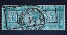 GB SG212 1887 QV £1 Green, Fine Used, (TD) Cat £675 picture