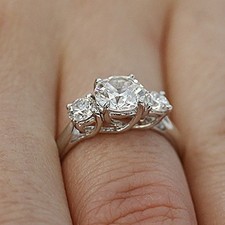 Solid 950 Platinum Diamond Ring Lab Grown Round Cut 1.5 Ct IGI Certified VVS E F picture