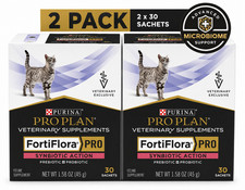 2 PACK PURINA FortiFlora PRO Synbiotic Action CAT Probiotic Supplement 60 Packs picture