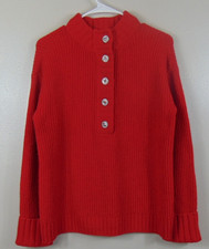 New Talbots Red Knit Sweater Womens PS Pullover Crystal Buttons Wool Blend Small picture