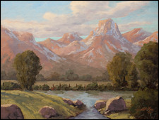 Jeff Love Art Original Oil Painting Alpine Snow Mountain Landscape Impressionism picture
