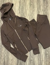 Playboy Active 2-Piece Set Chocolate Brown Zip-Up Hoodie & Leggings Small/SP picture