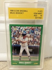1988 Score Bruce Benedict #423 GEM MINT ASD 10 All-Star Deluxe Graded Braves picture