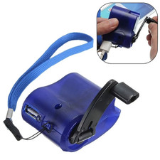 Blue Portable Power Bank Crank Dynamo Emergency Manual Phone Charger Outdoor picture