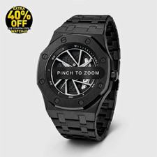 Invicta Speedway Rim Men's Quartz Analog Watch 42mm Black Steel Bracelet 30m picture