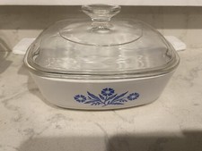 VTG RARE 1961-1966 CORNING WARE BLUE CORNFLOWER 1 QT.  P-1-B DISH w/ LID - USA picture