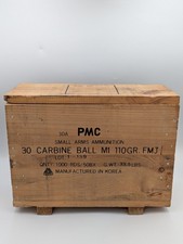 Vintage PMC 30 Carbine Wooden Ammo Crate Poongsan Korea Box Lid Military Surplus picture