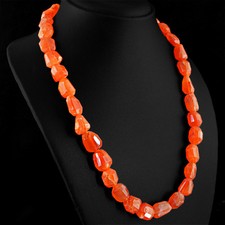 553.50 CTS NATURAL ORANGE CARNELIAN FACETED BEADS SINGLE STRAND NECKLACE (DG) picture