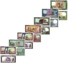 LEBANON SET 1 5 10 25 50 100 250 LIVRES 1980s P 61 62 63 64 65 66 67 UNC MINT picture