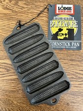 UNUSED Vintage LODGE Mini Cornstick Cast Iron 8x4 Original Heirloom Bakeware picture