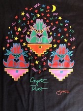 Vtg 1988 Jeff Low Howling Coyote Duet  T shirt Jerzees Aztec Southwest  NWT XL picture