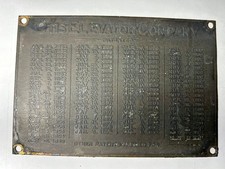 ANTIQUE OTIS ELEVATOR COMPANY PATENTS PLATE/PLAQUE picture